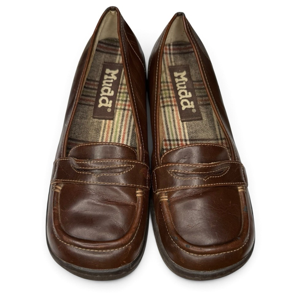 Vintage 90s Y2K Mudd Loafer Shoes Brown Womens Sz 8M Babydoll Dark Academia